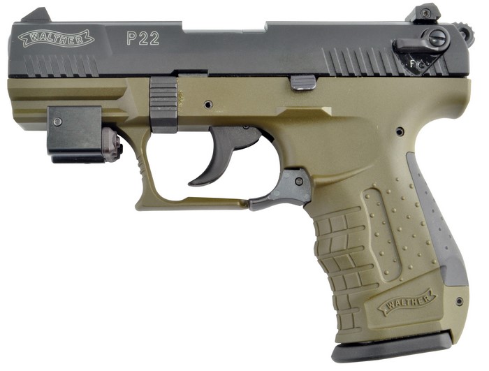 Walther P22 pistol with laser sight
