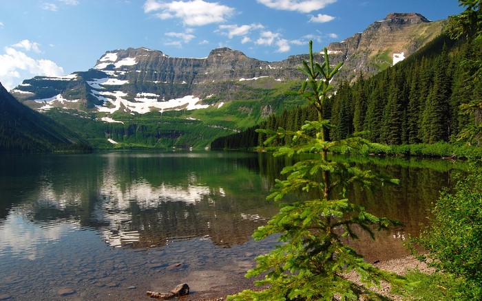 Lake and Mountains in Glacier National Park
