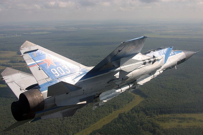 Russian MiG-31 fighter jet in flight