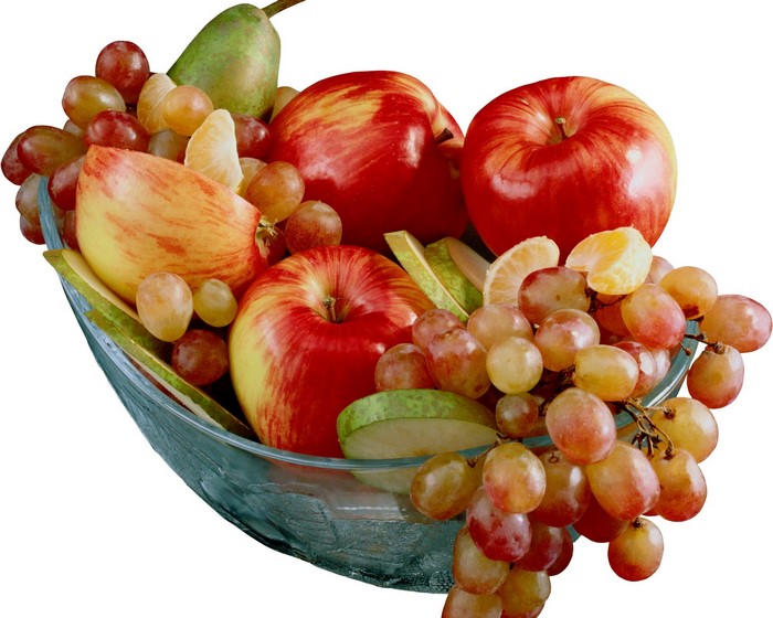 Fruit bowl with apples, grapes, and pears