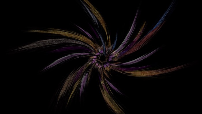 Abstract fractal starburst with purple and gold streaks