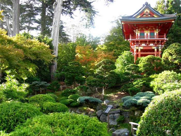 Japanese Pagoda in a Lush Garden