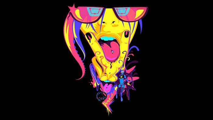 Stylized face with sunglasses and peace sign