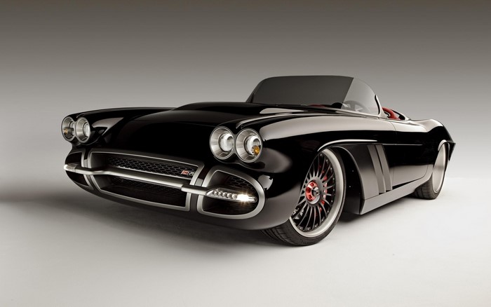 Black 1950s style custom Corvette