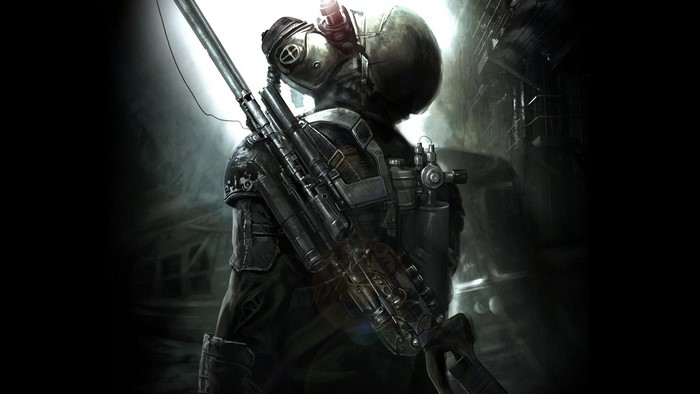 Soldier with sniper rifle in Metro 2033