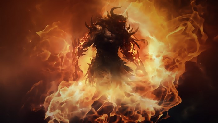 Demon surrounded by fire in Guild Wars 2