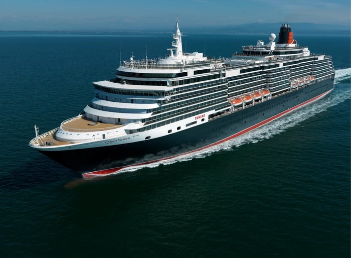 Queen Victoria cruise liner sailing on the ocean