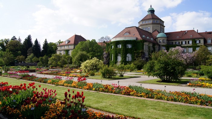 Botanical Garden with Buildings in Munich, Germany