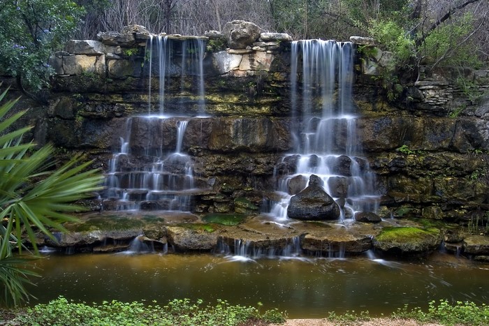 Artificial waterfall in Zilker Botanical Garden, Texas