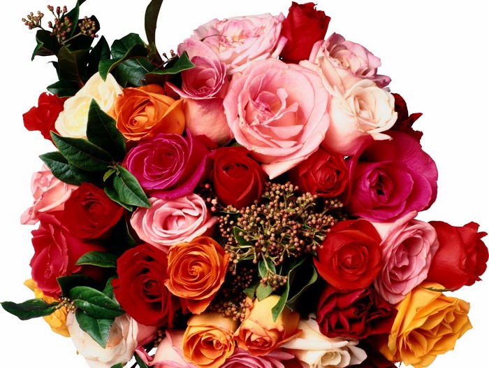 A bouquet of colorful roses