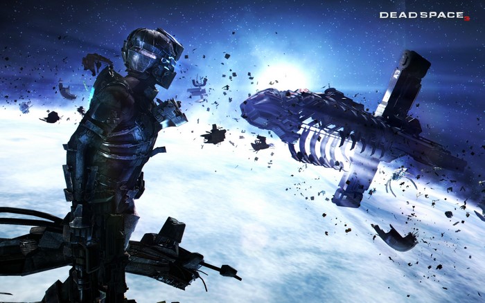 Isaac Clarke from Dead Space 3 in space