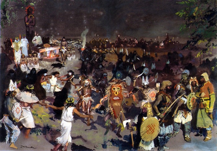 Pagan festival ritual by Zdenek Burian