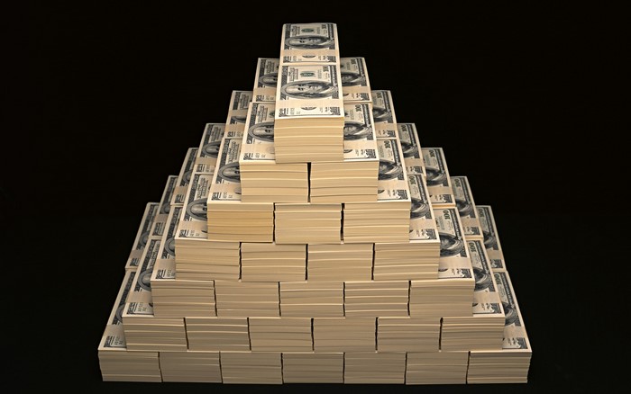 Pyramid of US Dollar Bills