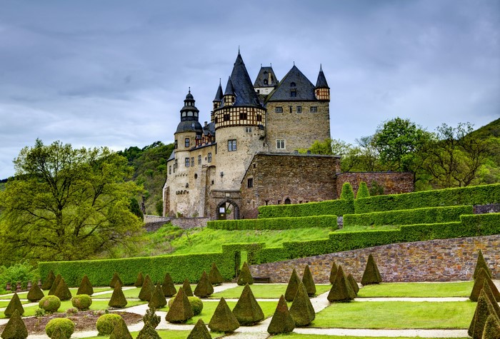 Eltz Castle in Germany with manicured gardens