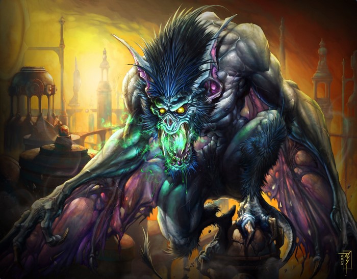 Mutant creature with glowing green mouth in World of WarCraft