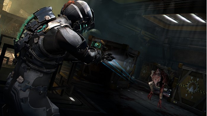 Isaac Clarke from Dead Space 2 in combat