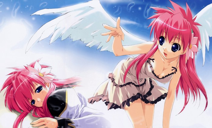 Two angels with pink hair from Galaxy Angel