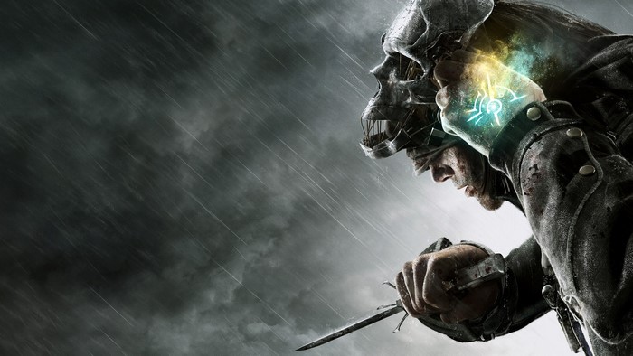 Corvo Attano from Dishonored holding a knife