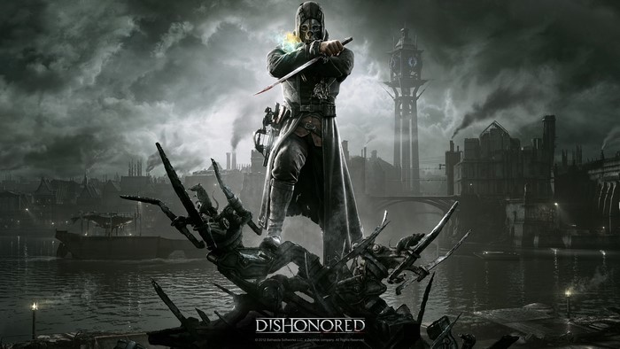 Corvo Attano from Dishonored standing on debris