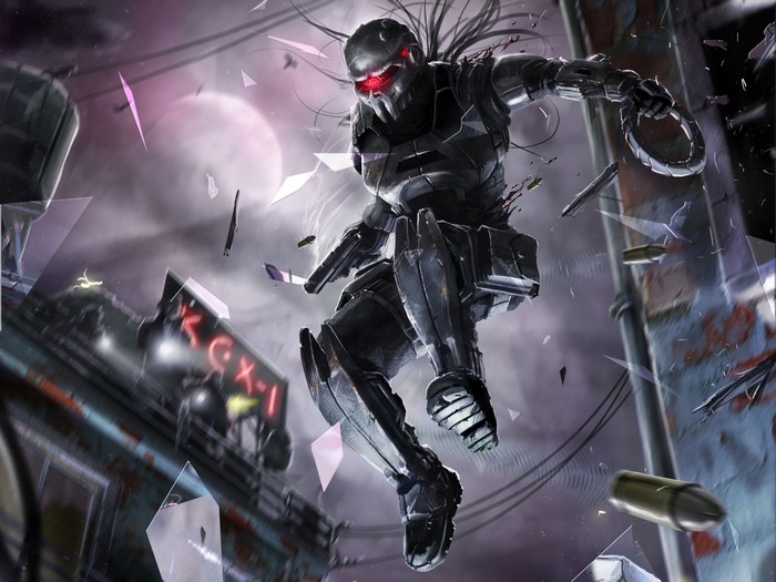 4K Cyberpunk Warrior in Action