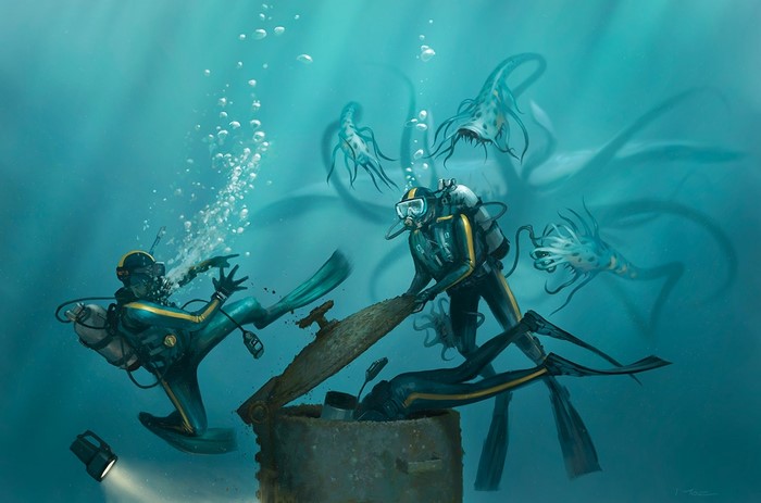 Divers encounter strange creatures underwater
