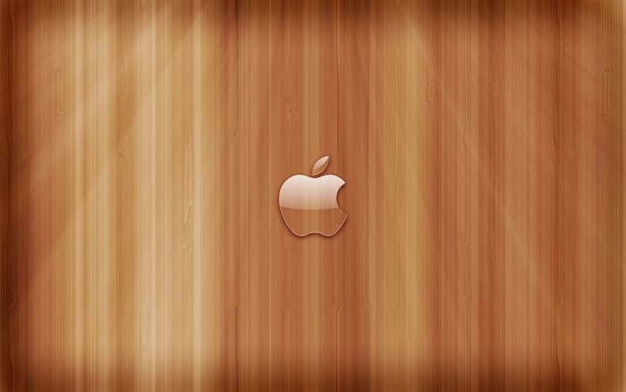 Apple logo on a wooden background