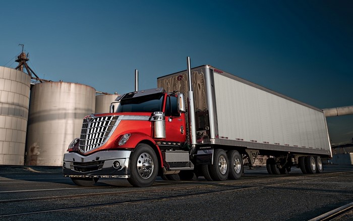 Red International Semi-Truck with Trailer