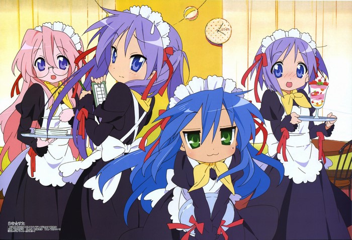 Lucky Star characters in maid outfits
