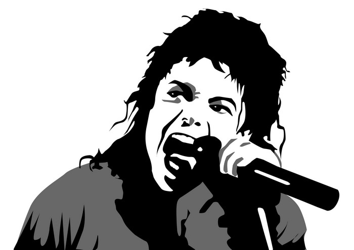 Michael Jackson singing into a microphone