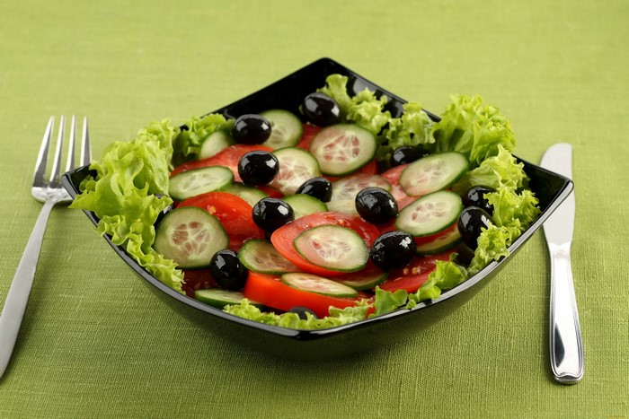 Greek Salad with Olives, Cucumbers, and Tomatoes