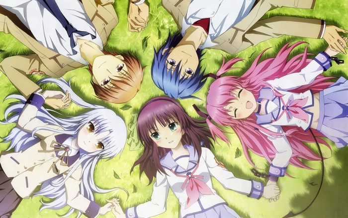Angel Beats! Characters Lying on Grass
