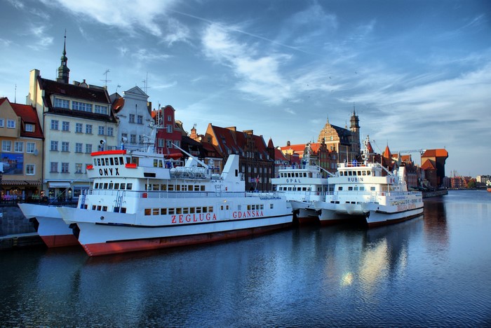 Ferries docked in Gdansk, Poland