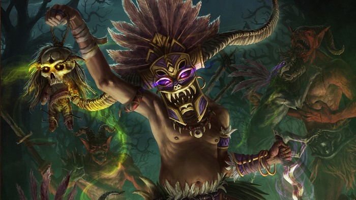 Diablo III Witch Doctor with Voodoo Doll and Demons