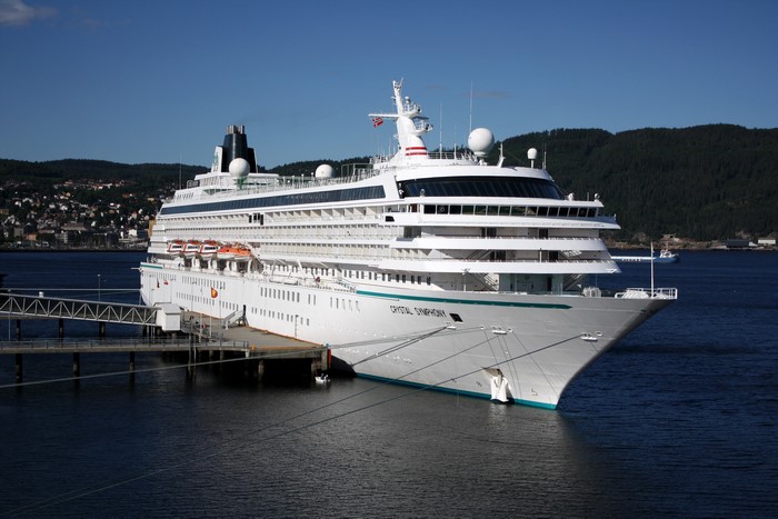 Crystal Symphony cruise liner docked at a pier