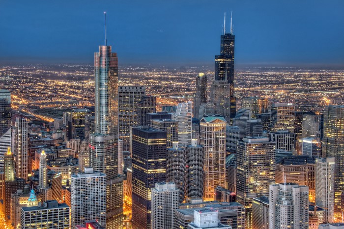 Chicago City Skyline at Dusk