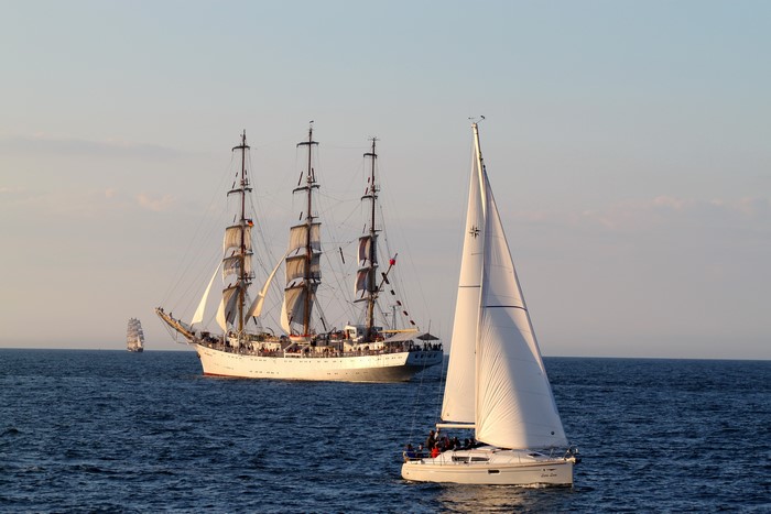 Tall Ship and Sailboat on the Water
