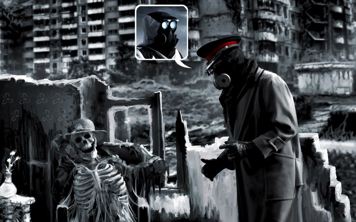 Romantically Apocalyptic characters in a ruined city