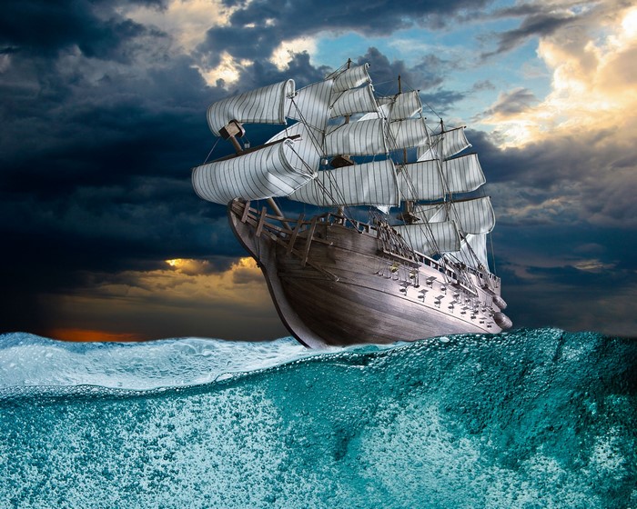 Sailing Ship on a Stormy Sea
