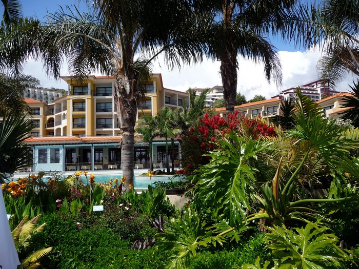 Resort with pool and tropical plants in Portugal