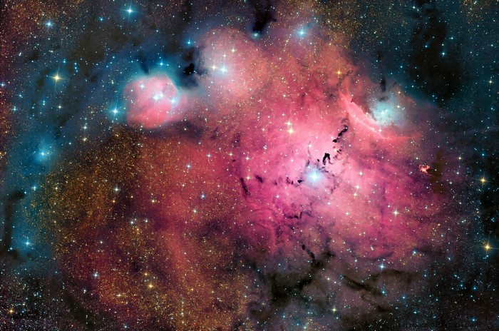 Colorful nebula with many stars in deep space