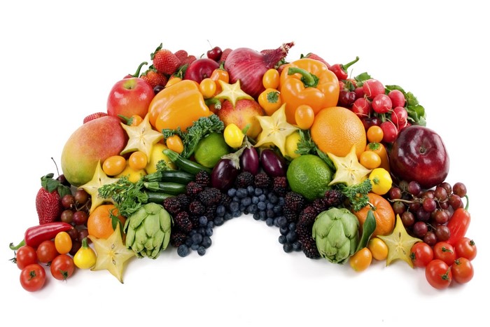 A vibrant rainbow of fresh fruits and vegetables