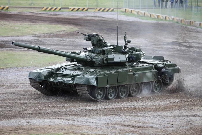 T-90 Tank on a Muddy Track