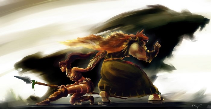 Nidalee and Warwick from League of Legends