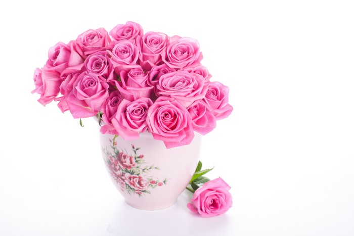 Pink Roses in a Floral Vase