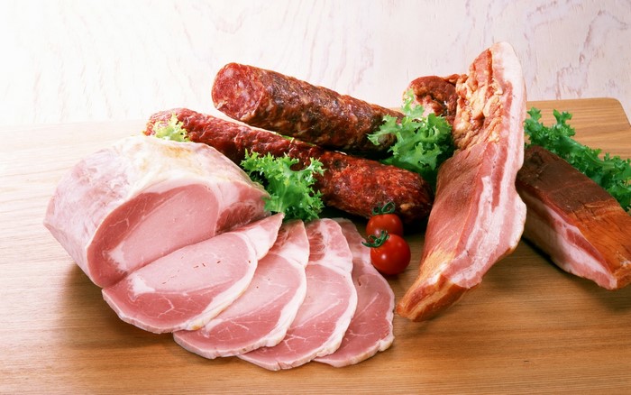 Assortment of cured meats and ham