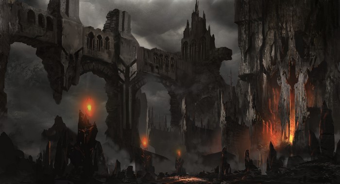 Gothic Fantasy Ruined Castle Landscape