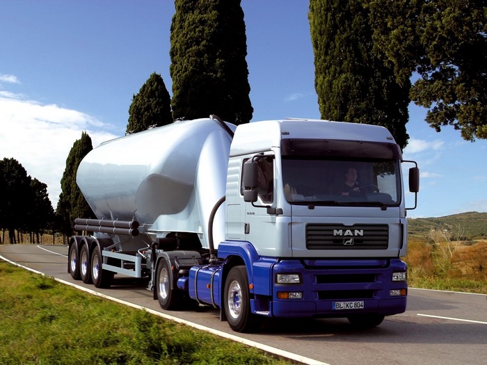 MAN SE Cement Tanker Truck on Road