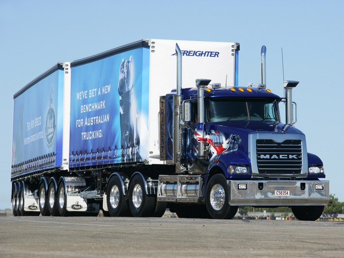 Blue Mack Truck with Australian Flag Trailer