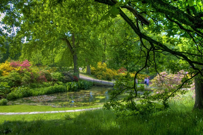 Sofiero Castle Gardens in Helsingborg, Sweden with pond