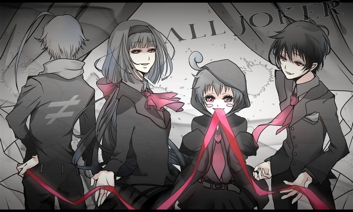 Medaka Box characters with red ribbons